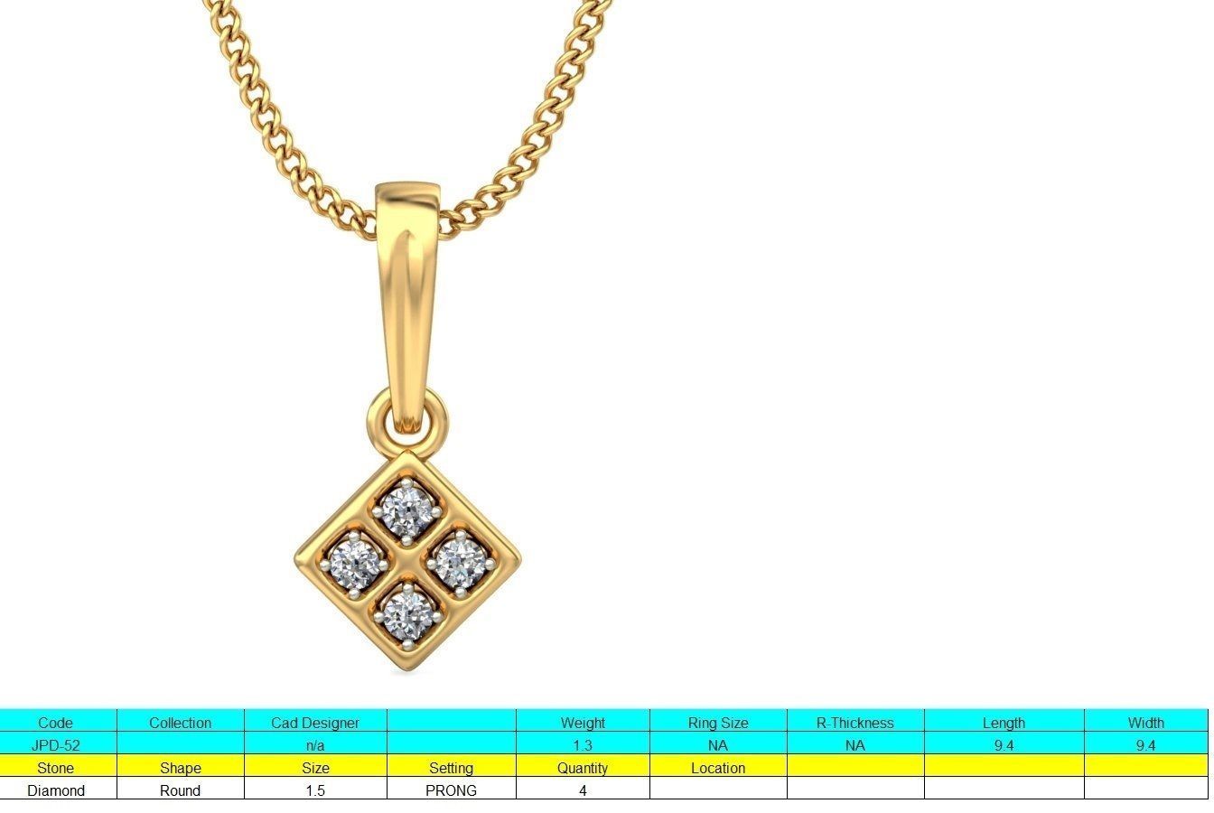 Square Light wt Diamond Charms Pendant 3dm stl render Detail 3D print model_9