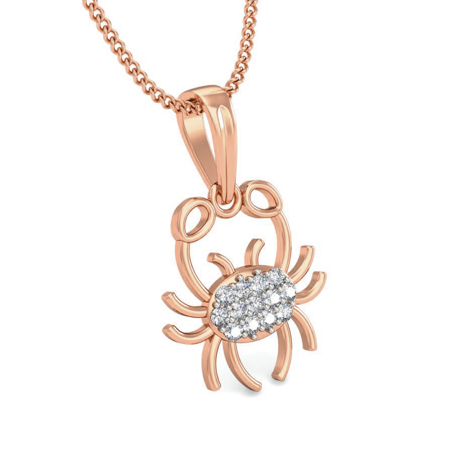 Crab Light wt Diamond Charms Pendant 3dm stl render Detail 3D print model_4