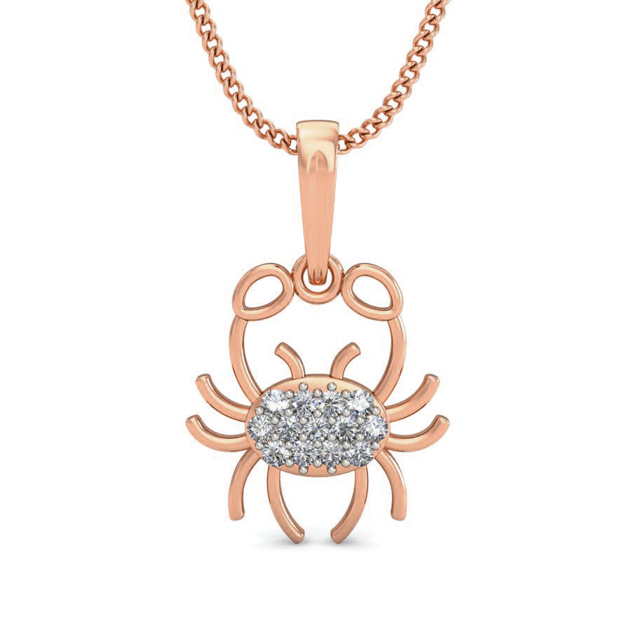 Crab Light wt Diamond Charms Pendant 3dm stl render Detail 3D print model_1