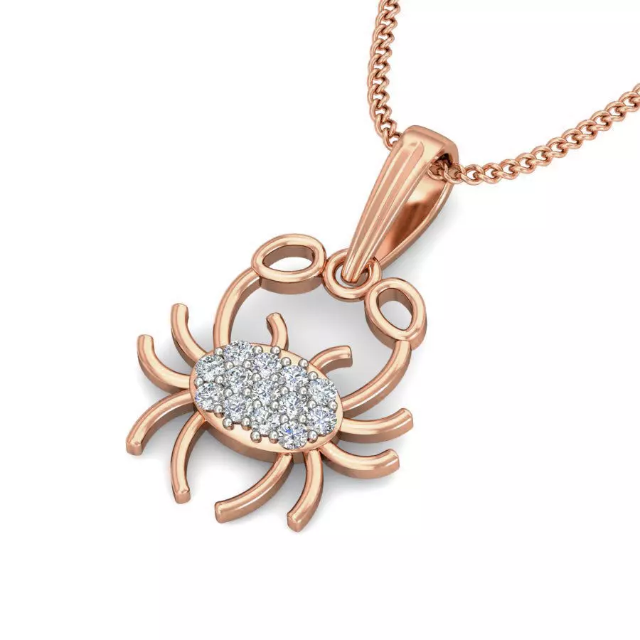 Crab Light wt Diamond Charms Pendant 3dm stl render Detail 3D print model_0