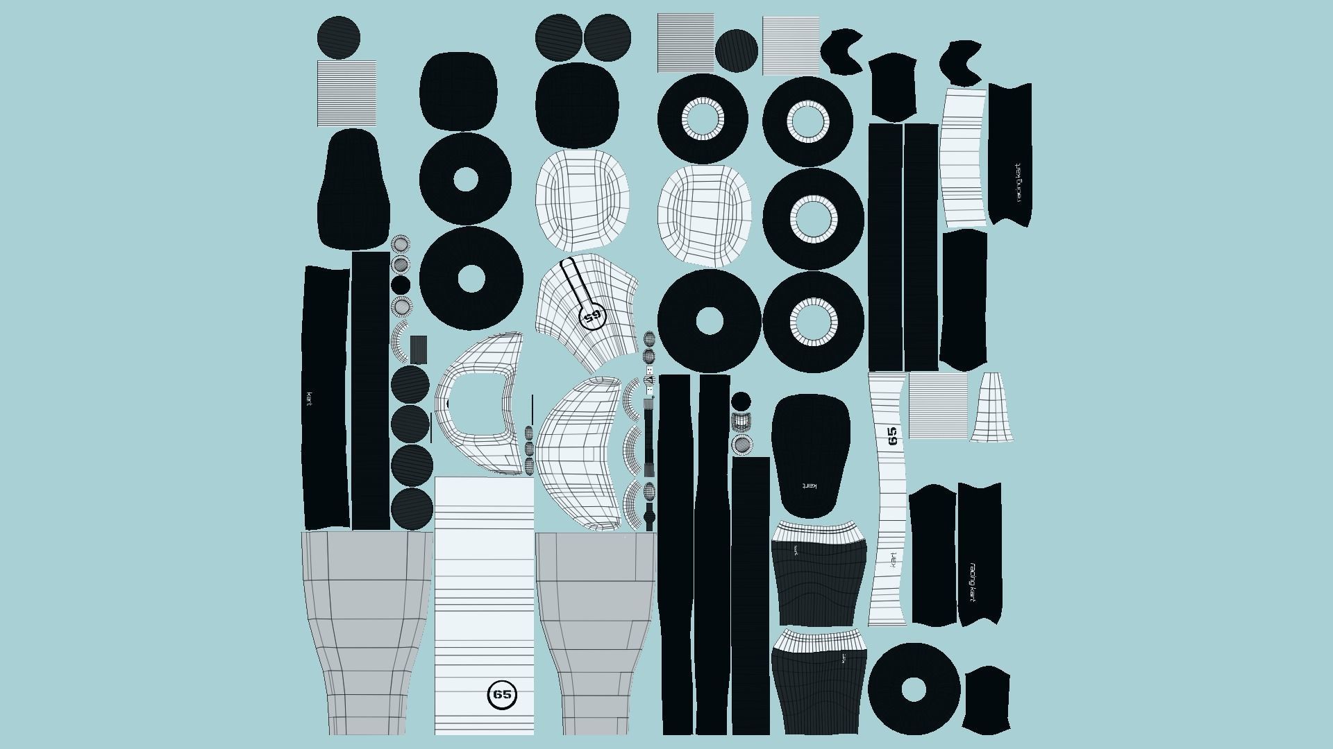 10 Cartoon Karts White Collection - Vehicle Racing Design _67