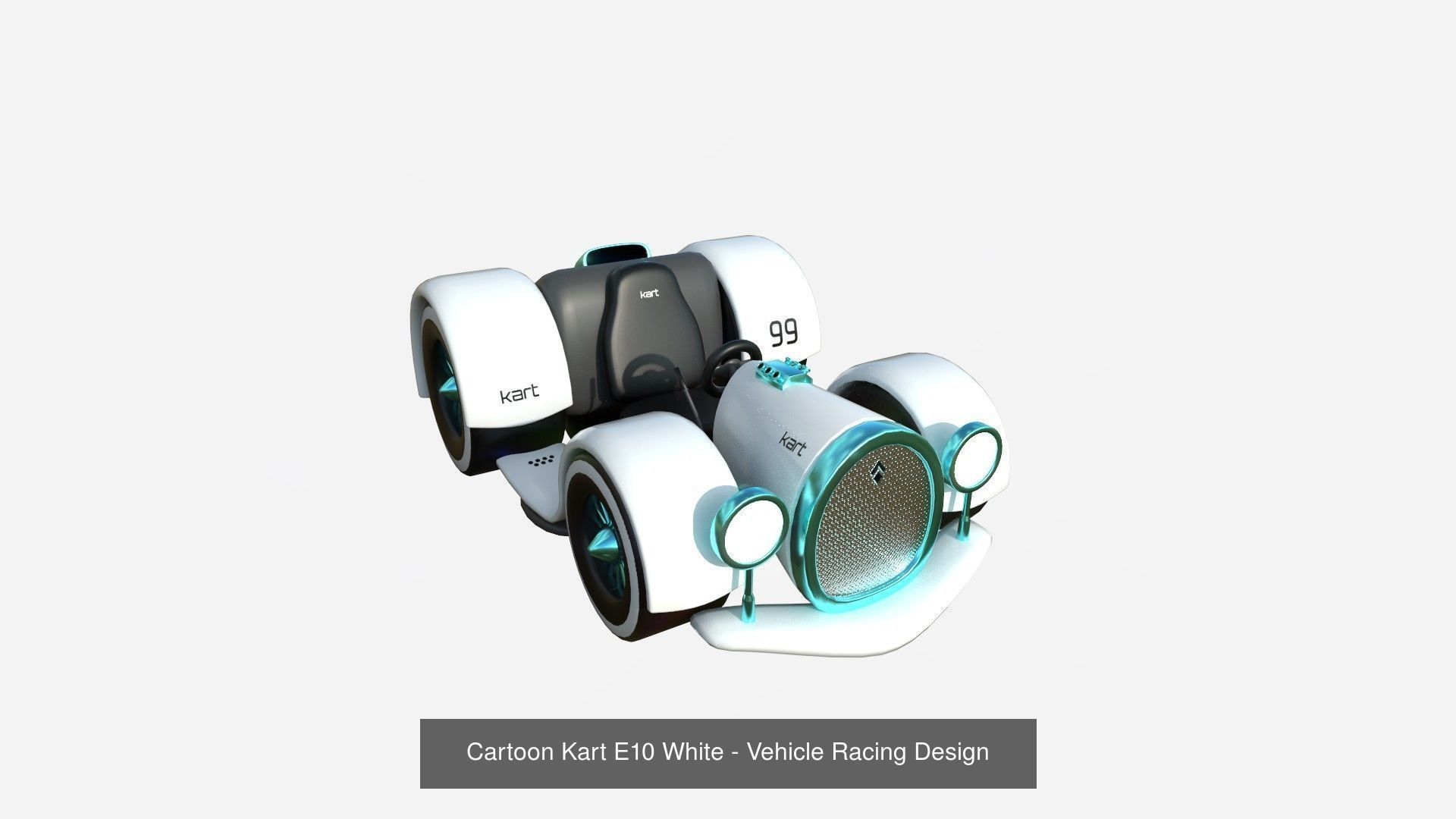 10 Cartoon Karts White Collection - Vehicle Racing Design _6