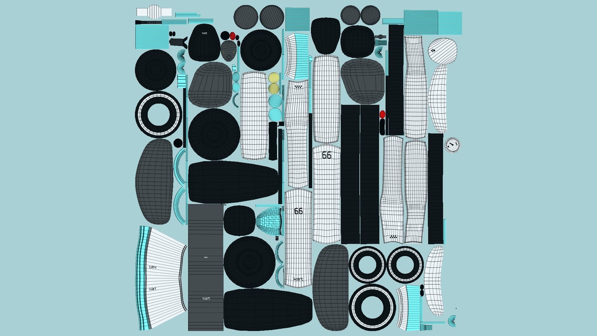 10 Cartoon Karts White Collection - Vehicle Racing Design _50