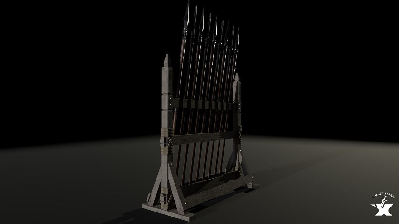 Stand for spear Low-poly 3D model_2