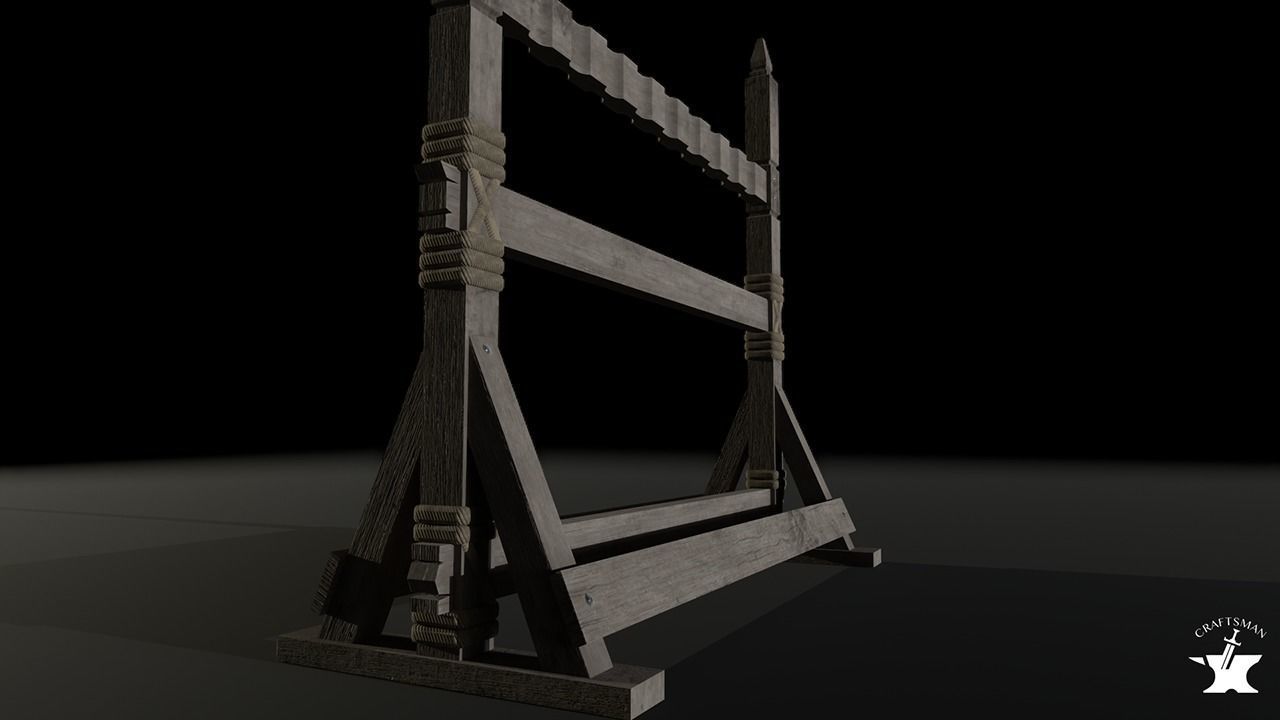 Stand for spear Low-poly 3D model_4