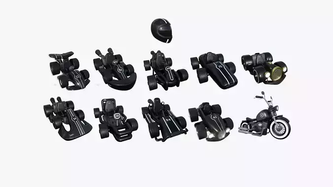 10 Cartoon Karts Black Collection - Vehicle Racing Design 
