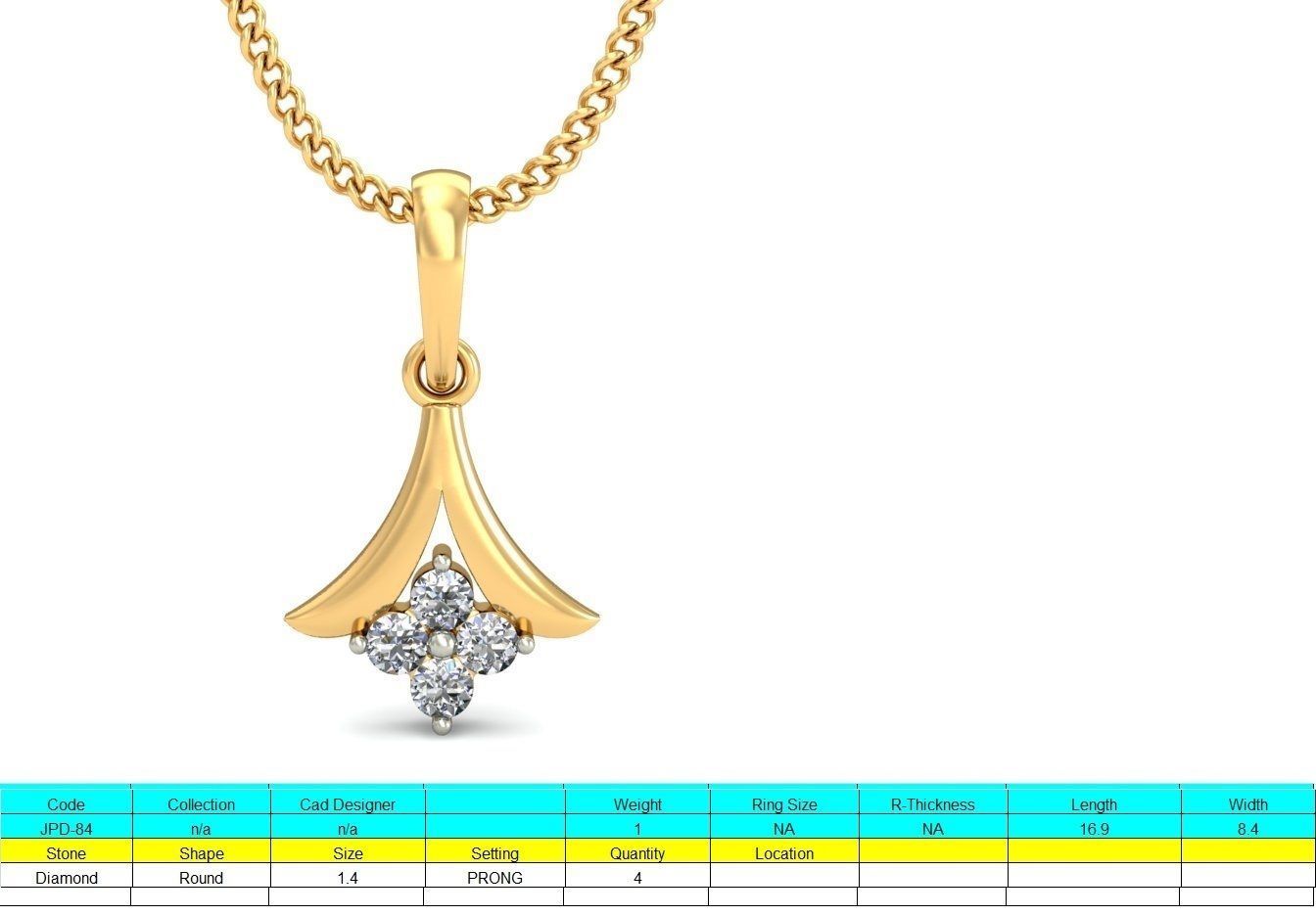 Light wt Diamond Charms Pendant 3dm stl render Detail 3D print model_1