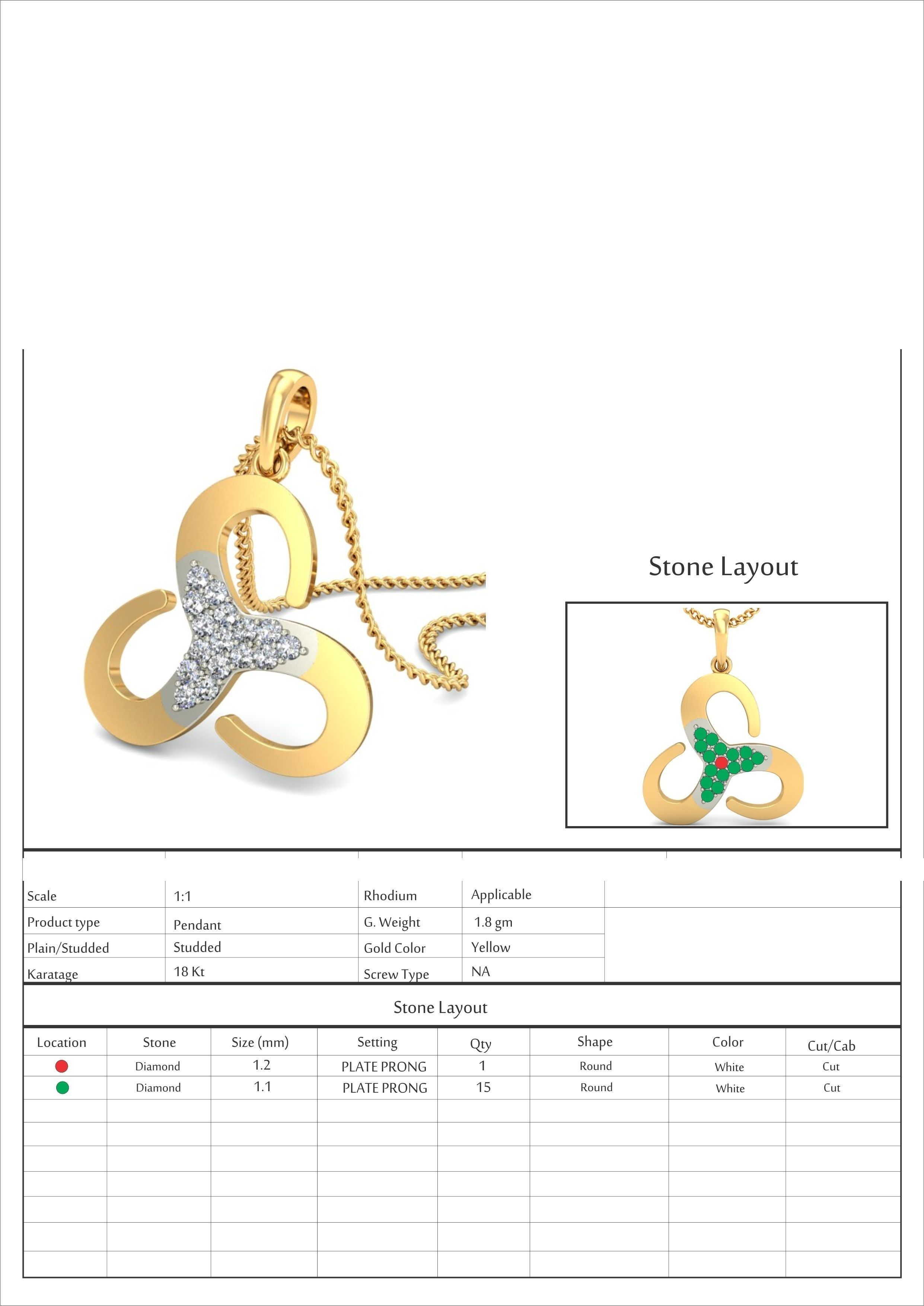 Light wt Diamond Charms Pendant 3dm render Detail 3D print model_6