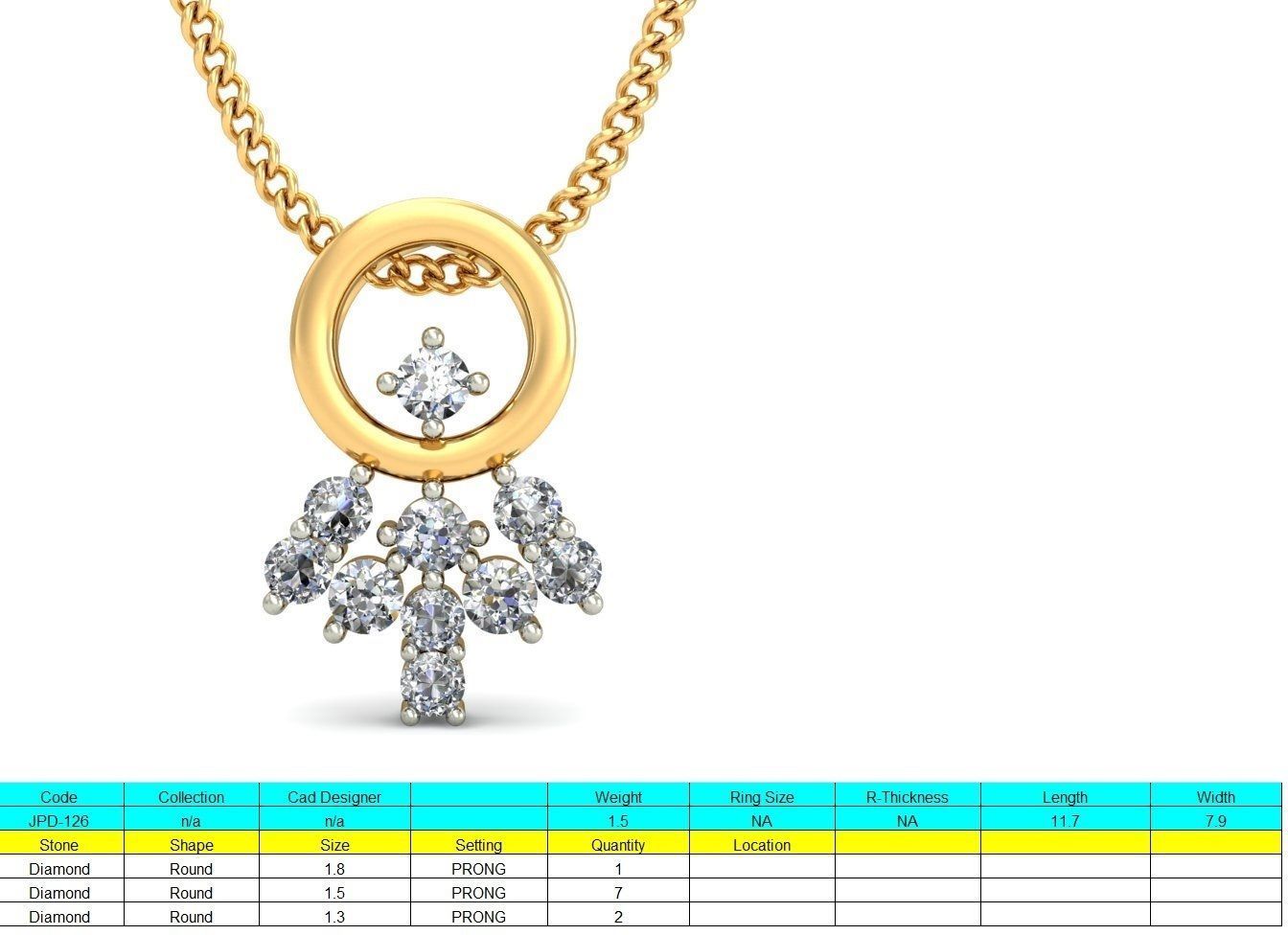 Light wt Diamond Charms Pendant 3dm render Detail 3D print model_5