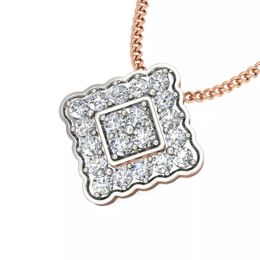 Square Light wt Diamond Charms Pendant 3dm stl render Detail 3D print model