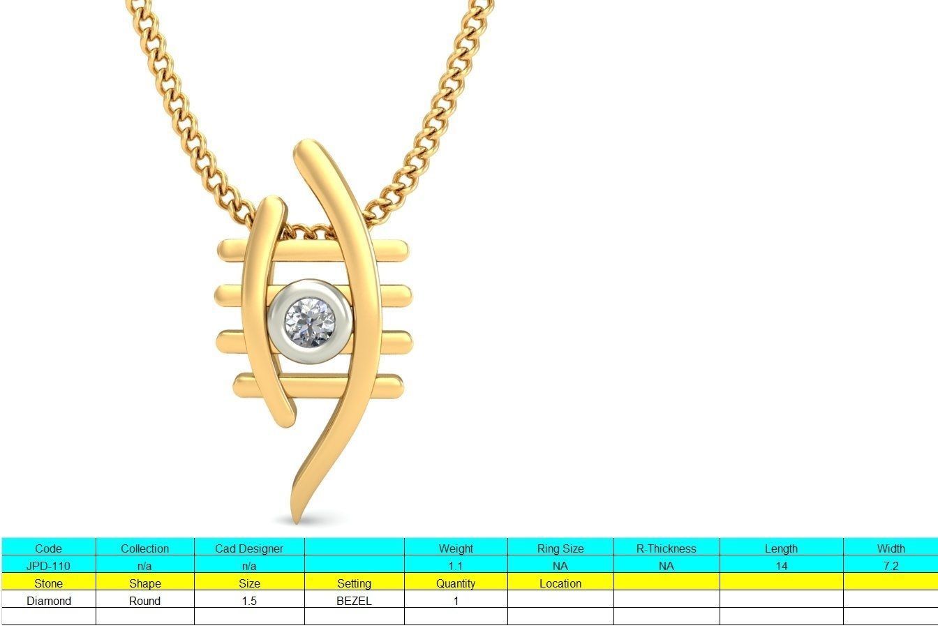 Light wt Diamond Charms Pendant 3dm stl render Detail 3D print model_1