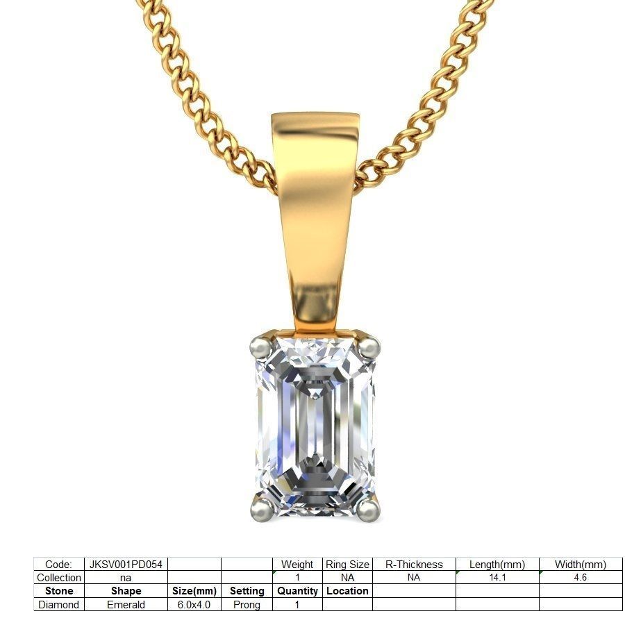 Solitaire Diamond Pendant 3dm stl render detail 3D print model_3