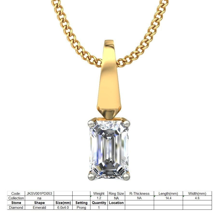 Solitaire Diamond Pendant 3dm stl render detail 3D print model_3