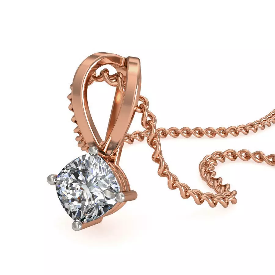 Solitaire Diamond Pendant 3dm stl render detail 3D print model_0