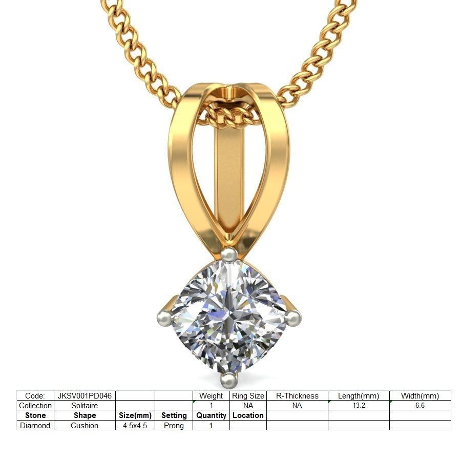 Solitaire Diamond Pendant 3dm stl render detail 3D print model_2