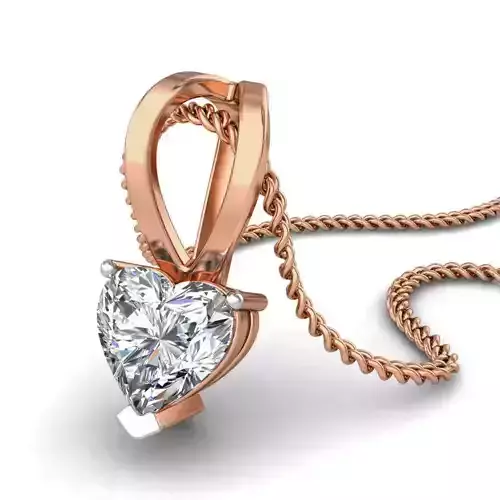 Solitaire Diamond Pendant 3dm stl render detail 3D print model