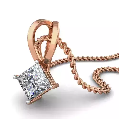 Solitaire Diamond Pendant 3dm stl render detail 3D print model