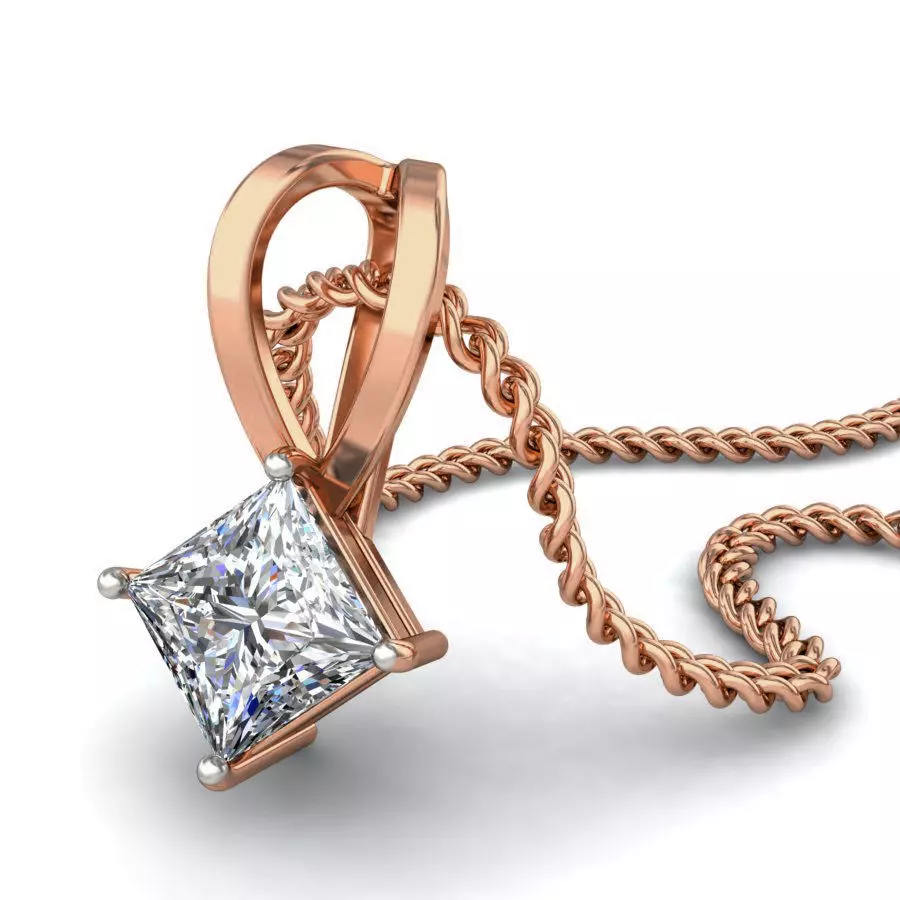 Solitaire Diamond Pendant 3dm stl render detail 3D print model_0