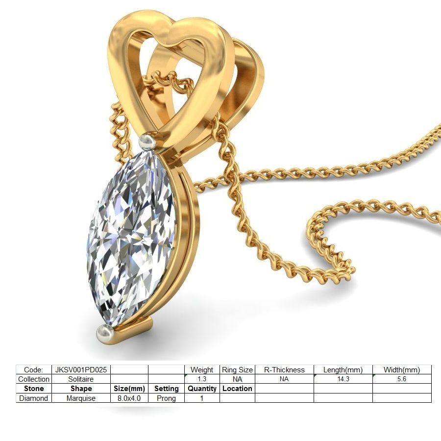 Solitaire Diamond Pendant 3dm stl render detail 3D print model_8