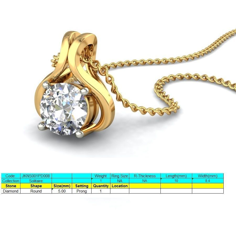 Solitaire Diamond Pendant 3dm stl render detail 3D print model_7