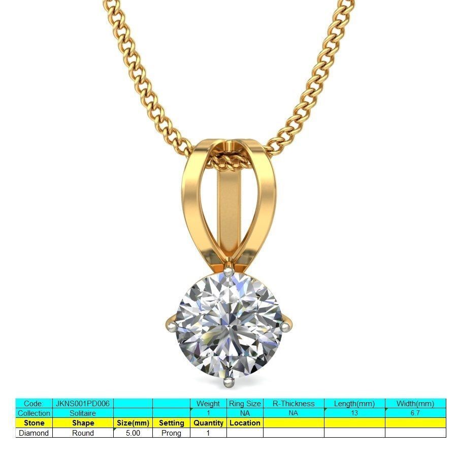 Solitaire Diamond Pendant 3dm stl render detail 3D print model_3