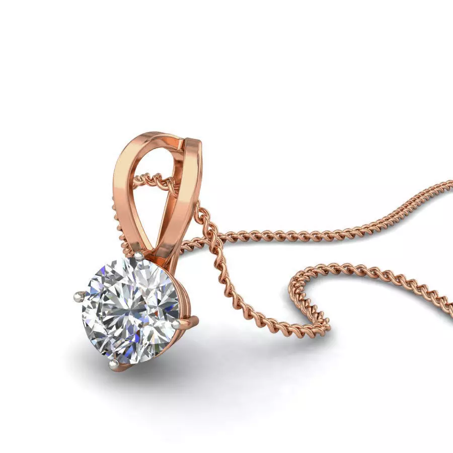 Solitaire Diamond Pendant 3dm stl render detail 3D print model_0