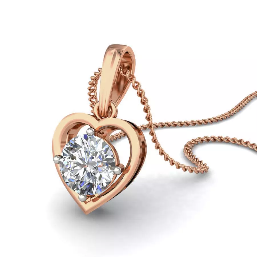 Solitaire Diamond Pendant 3dm stl render detail 3D print model_0