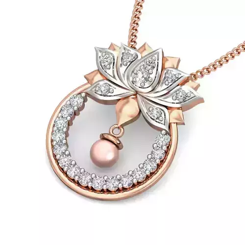 Light wt Lotus Diamond Charms Pendant 3dm stl render Detail