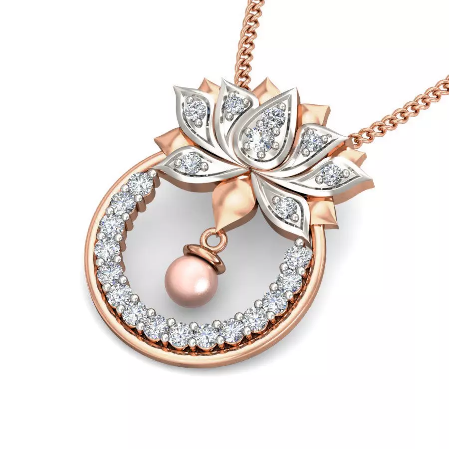 Light wt Lotus Diamond Charms Pendant 3dm stl render Detail 3D print model_0