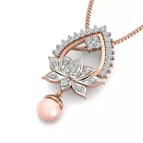 Light wt Lotus Diamond Charms Pendant 3dm stl render Detail