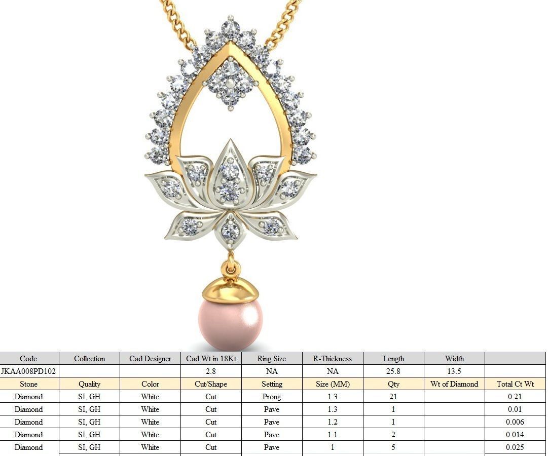 Light wt Lotus Diamond Charms Pendant 3dm stl render Detail 3D print model_2