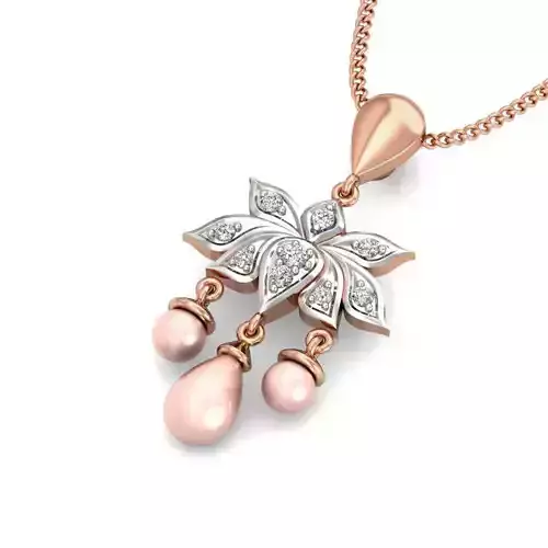 Light wt Lotus Diamond Charms Pendant 3dm stl render Detail