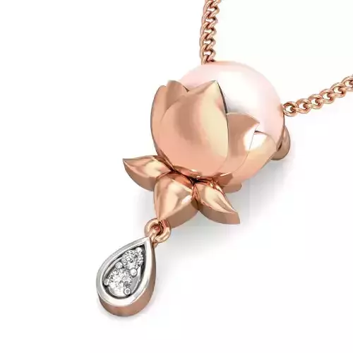 Light wt Lotus Diamond Charms Pendant 3dm stl render Detail