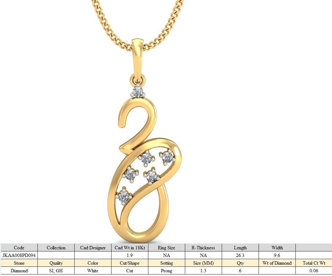 Light wt Diamond Charms Pendant 3dm stl render Detail 3D print model_1