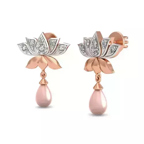 Lotus Studs Earrings 3dm stl renders detail