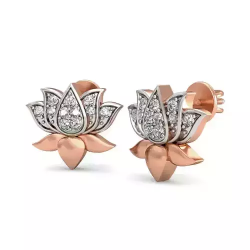 Lotus Studs Earrings 3dm stl renders detail