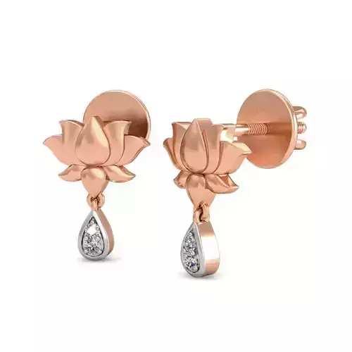 Lotus Studs Earrings 3dm stl renders detail