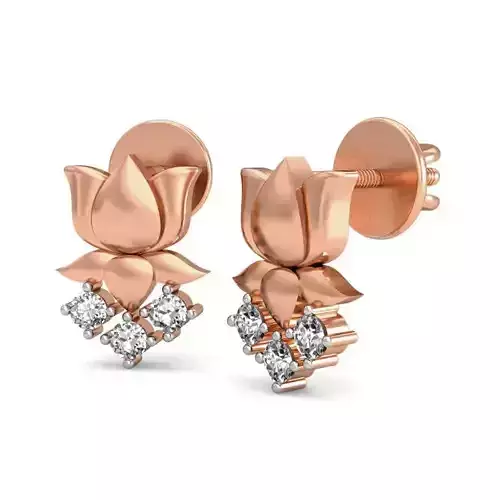 Lotus Studs Earrings 3dm stl renders detail