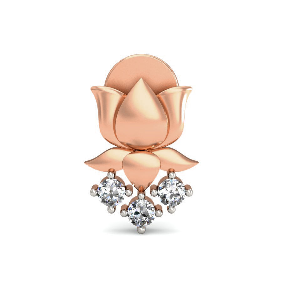 Lotus Studs Earrings 3dm stl renders detail 3D print model_2