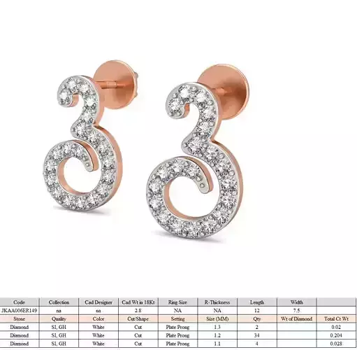 Women Studs Earrings 3dm stl renders detail