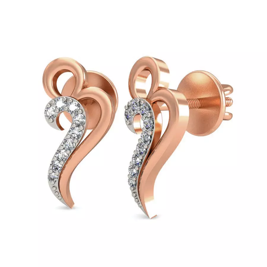 Women Studs Earrings 3dm stl renders detail 3D print model_0