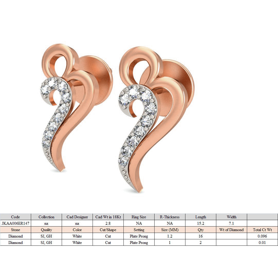 Women Studs Earrings 3dm stl renders detail 3D print model_1