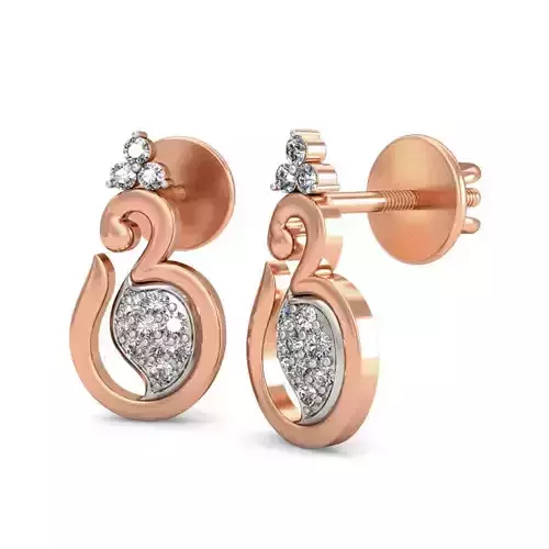 Women Studs Earrings 3dm stl renders detail