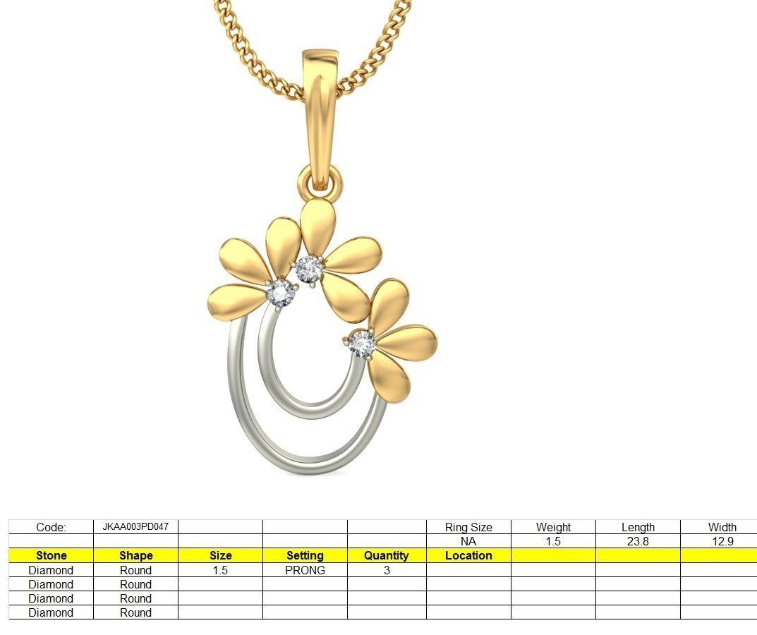 Light wt Diamond Charms Pendant 3dm stl render Detail 3D print model_1