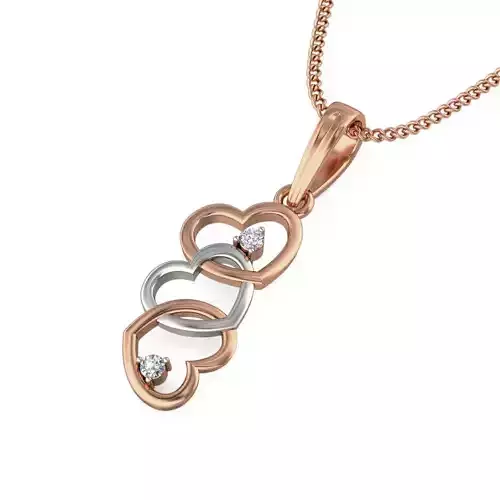 Light wt Heart Diamond Charms Pendant 3dm stl render Detail