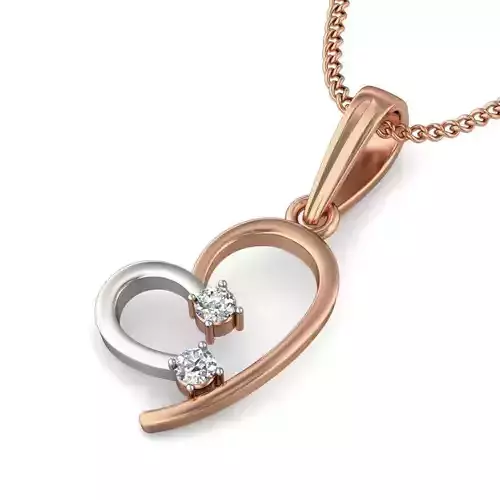 Light wt Heart Diamond Charms Pendant 3dm stl render Detail