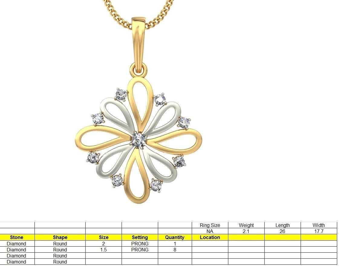 Light wt Diamond Charms Pendant 3dm stl render Detail 3D print model_1