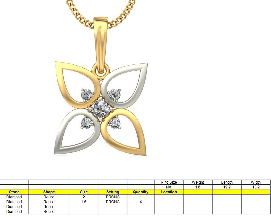 Lotus Flower Light wt Diamond Charms Pendant 3dm stl render 3D print model_1