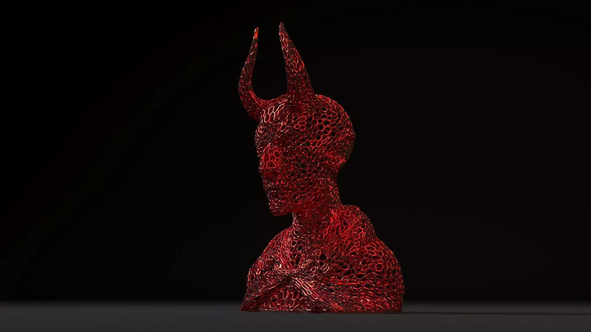Demon sculpture of devil with horns 3D print model