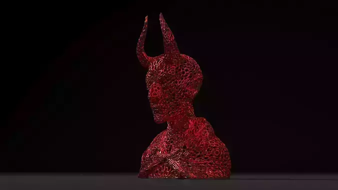 Demon sculpture of devil with horns 3D print model
